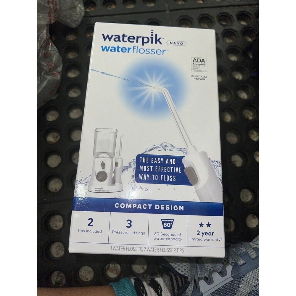 Waterpik -Nano Water Flosser-WP-310W- 2 Tips Included & 3 Pressure Settings -